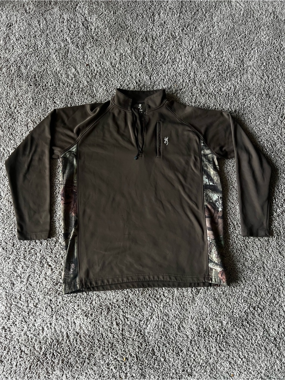 Browning Brown Camo Quarter-Zip Hunting Pullover Mens XL Outdoor